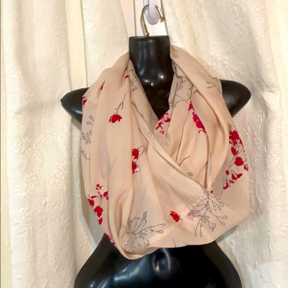 Pink floral infinity scarf